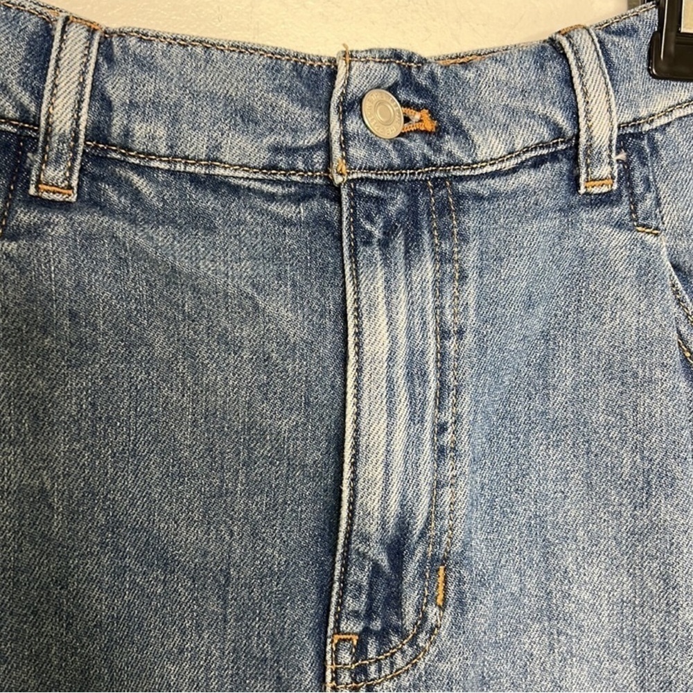 Free People we the free Rain Blue frayed hem pleated jean mini Skirt size small - Picture 6 of 9